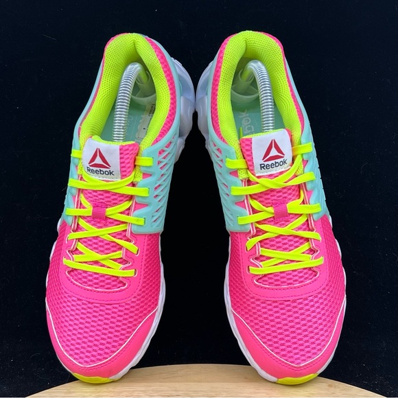 Reebok Zigtech Blue/Pink/Neon Green Size 6y/ Womens Size 7.5 Athletic Shoes - Picture 8 of 10